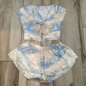 Out From Under Floral Lace Trim Two-Piece Set
